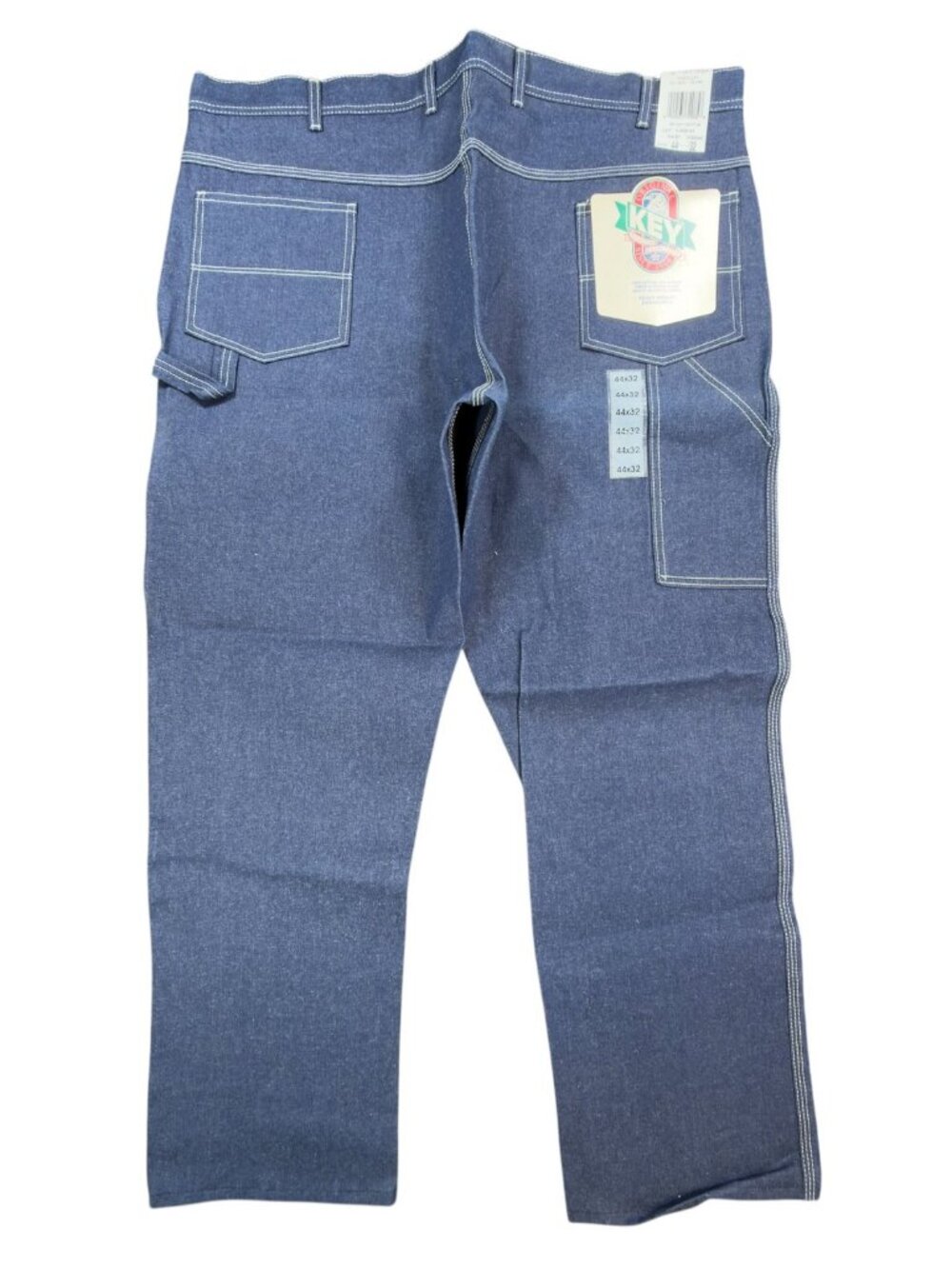 KEY Vintage 90s Dungaree Jeans Mens 44x32 USA Made Blue Denim NWT
